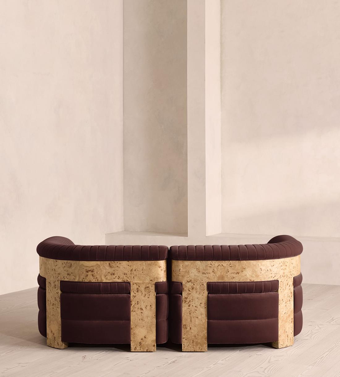 Caleb Modular Sofa - Three Seater - Velvet - Aubergine - Blonde Burl - UK - Images - Image 4