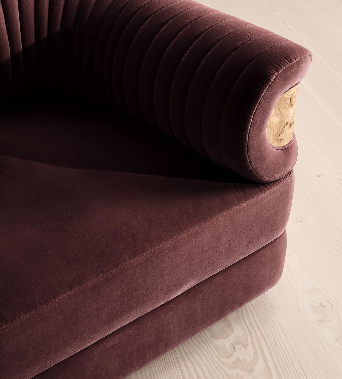 Caleb Modular Sofa - Three Seater - Velvet - Aubergine - Blonde Burl - UK - Images - Image 5
