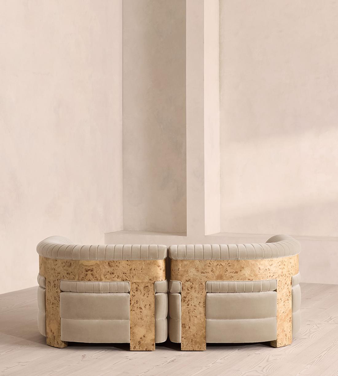 Caleb Modular Sofa - Three Seater - Velvet - Oyster - Blonde Burl - UK - Images - Image 4