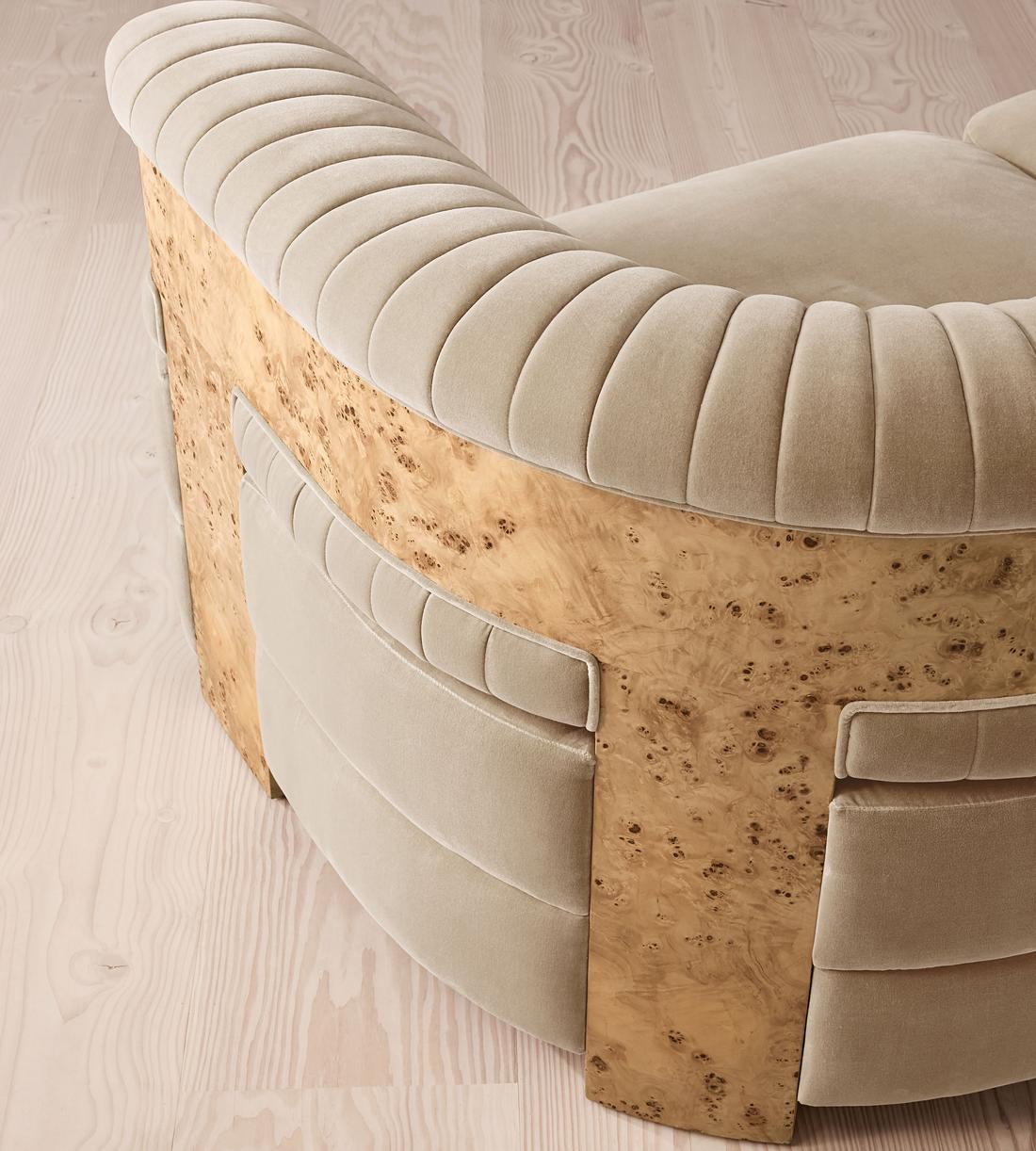 Caleb Sectional Sofa - Three Seater - Velvet - Oyster - Blonde Burl - US - Images - Image 6