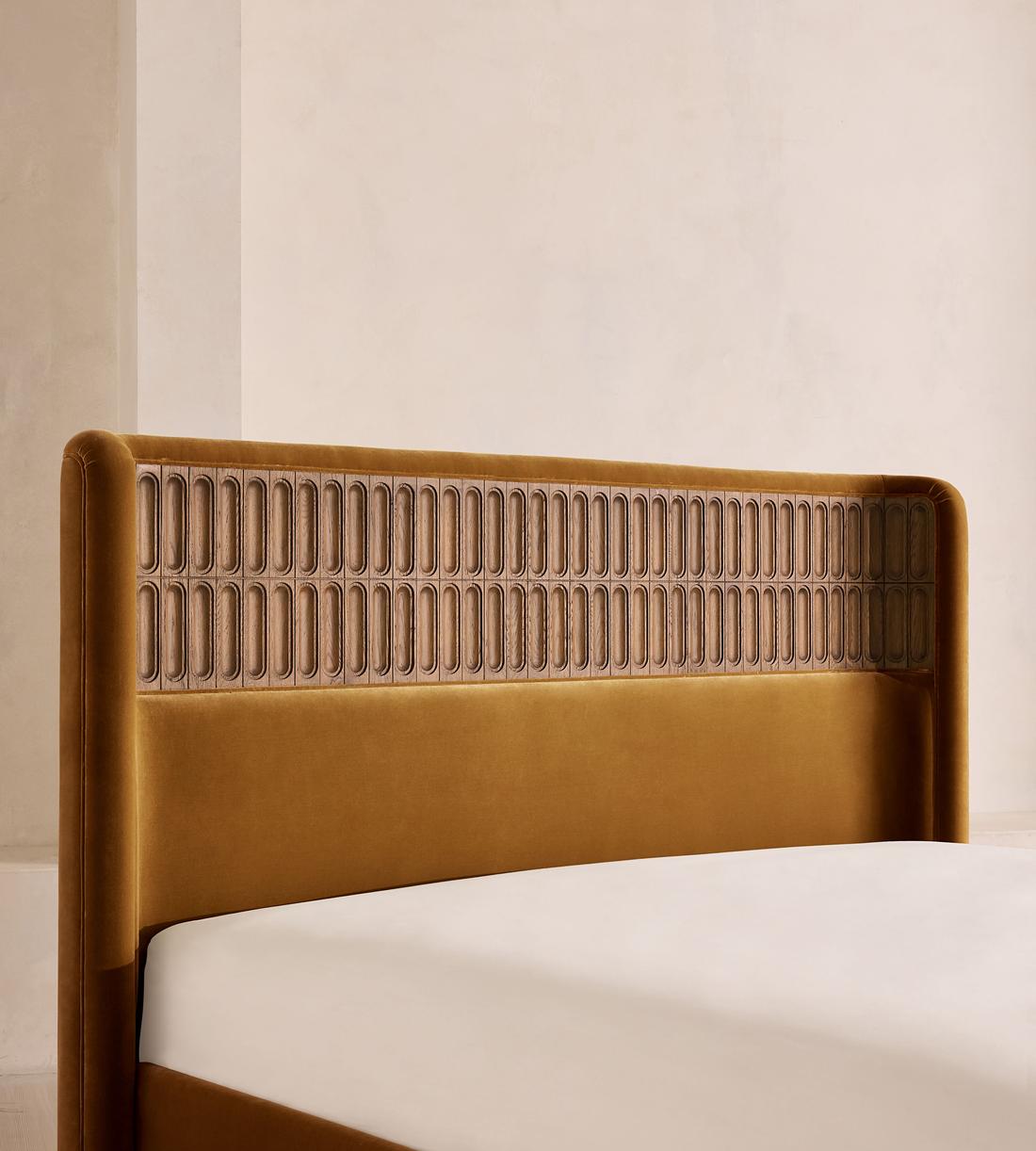 Devon Bed - Queen - Velvet - Mustard - US - Images - Image 4