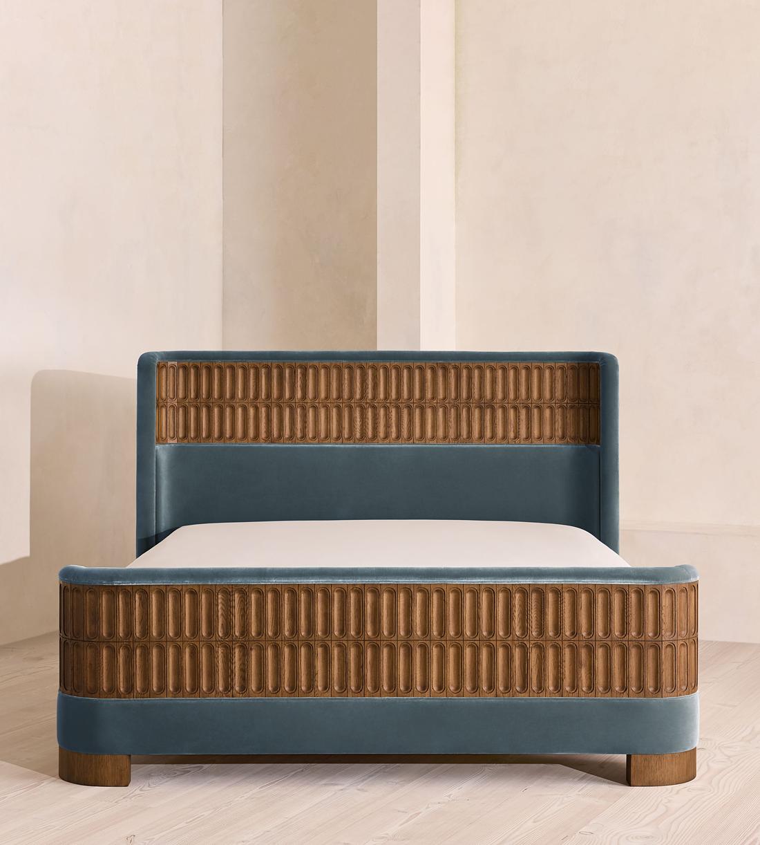 Devon Bed - Queen - Velvet - Grey Blue - US - Listing - Image 2