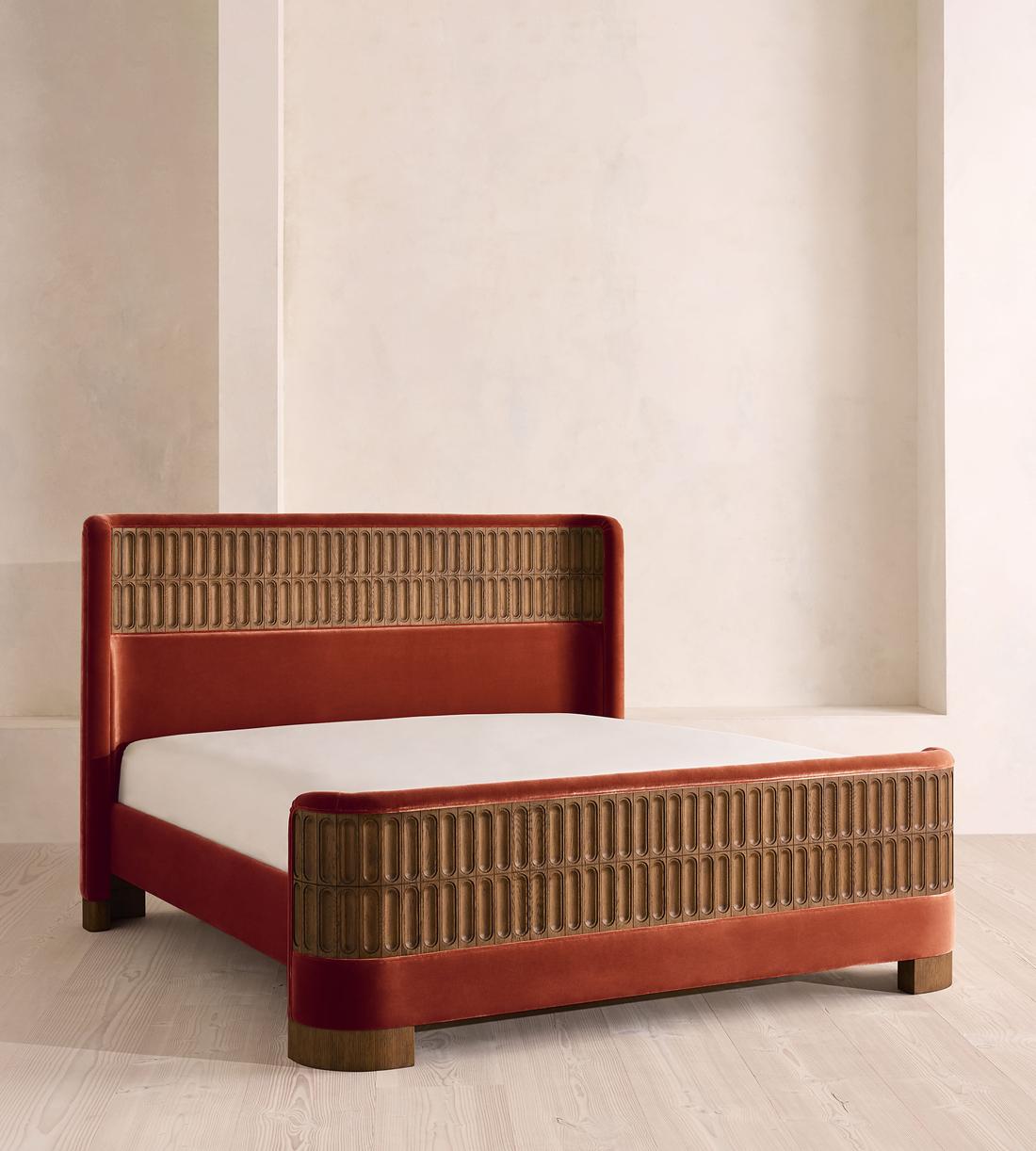 Devon Bed - Queen - Velvet - Rust - US - Listing - Image 1