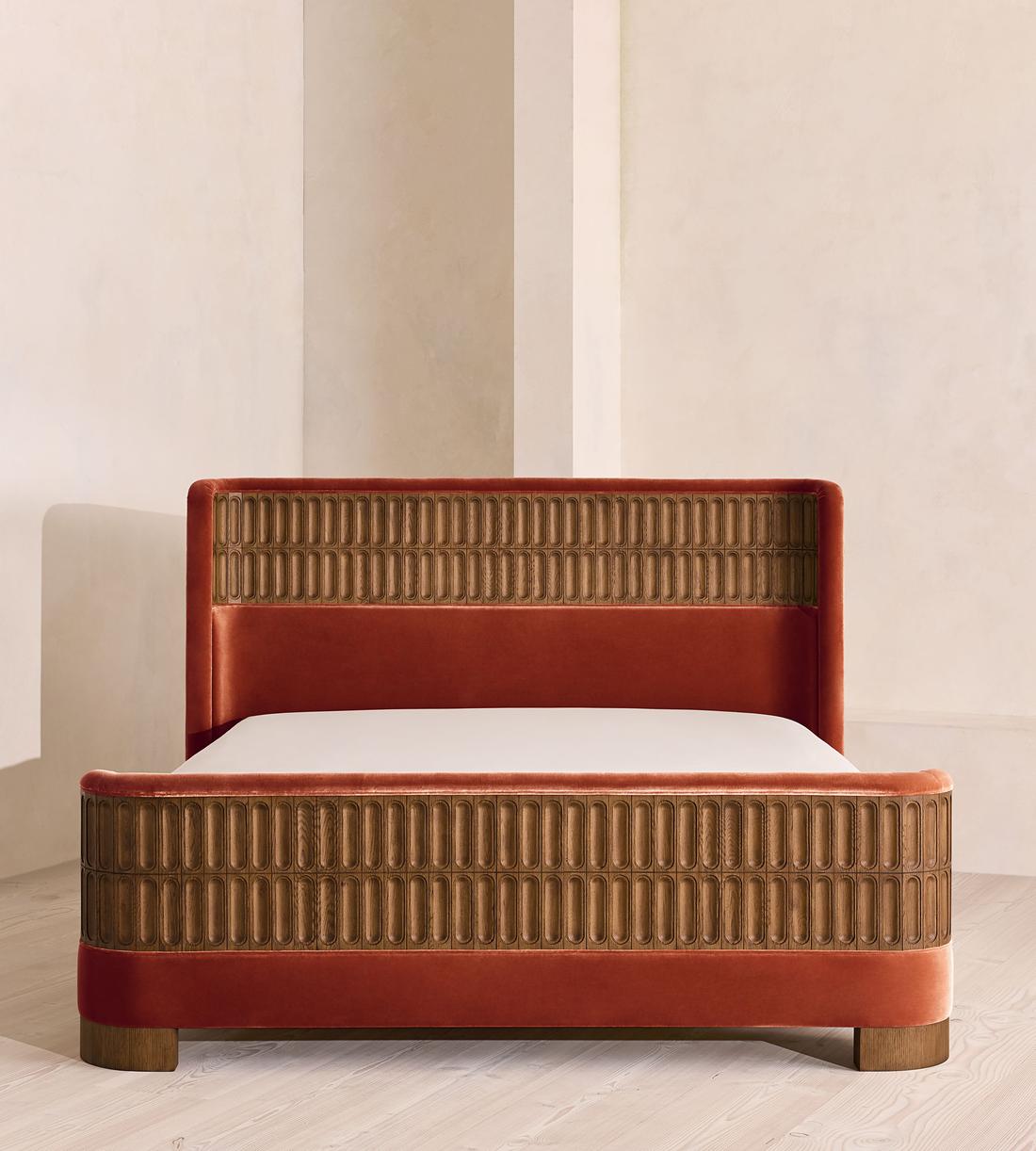 Devon Bed - Queen - Velvet - Rust - US - Listing - Image 2