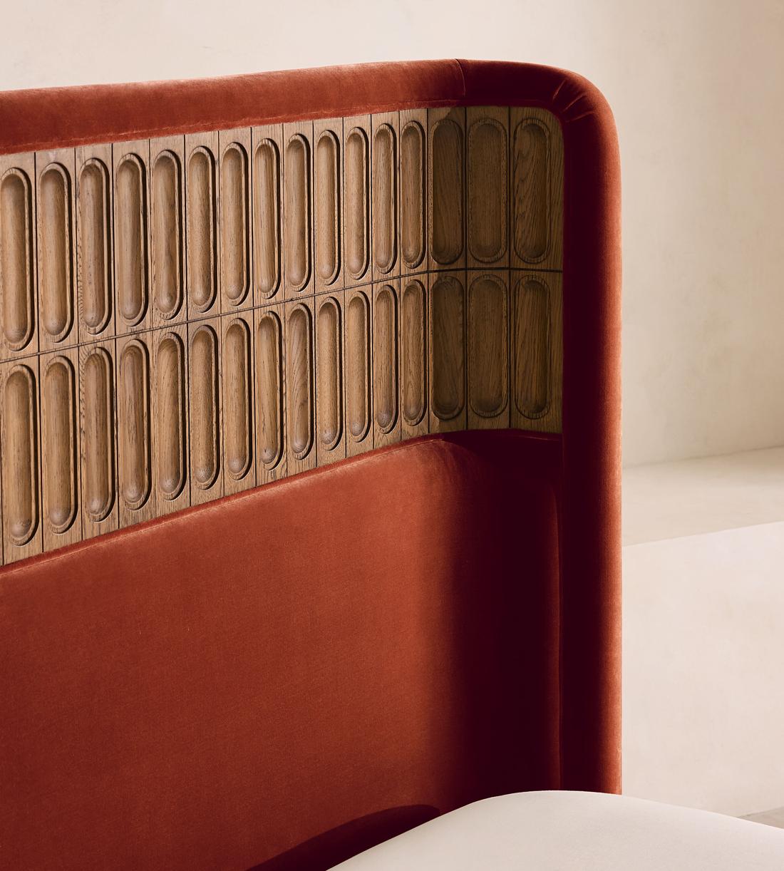 Devon Bed - Queen - Velvet - Rust - US - Images - Image 3