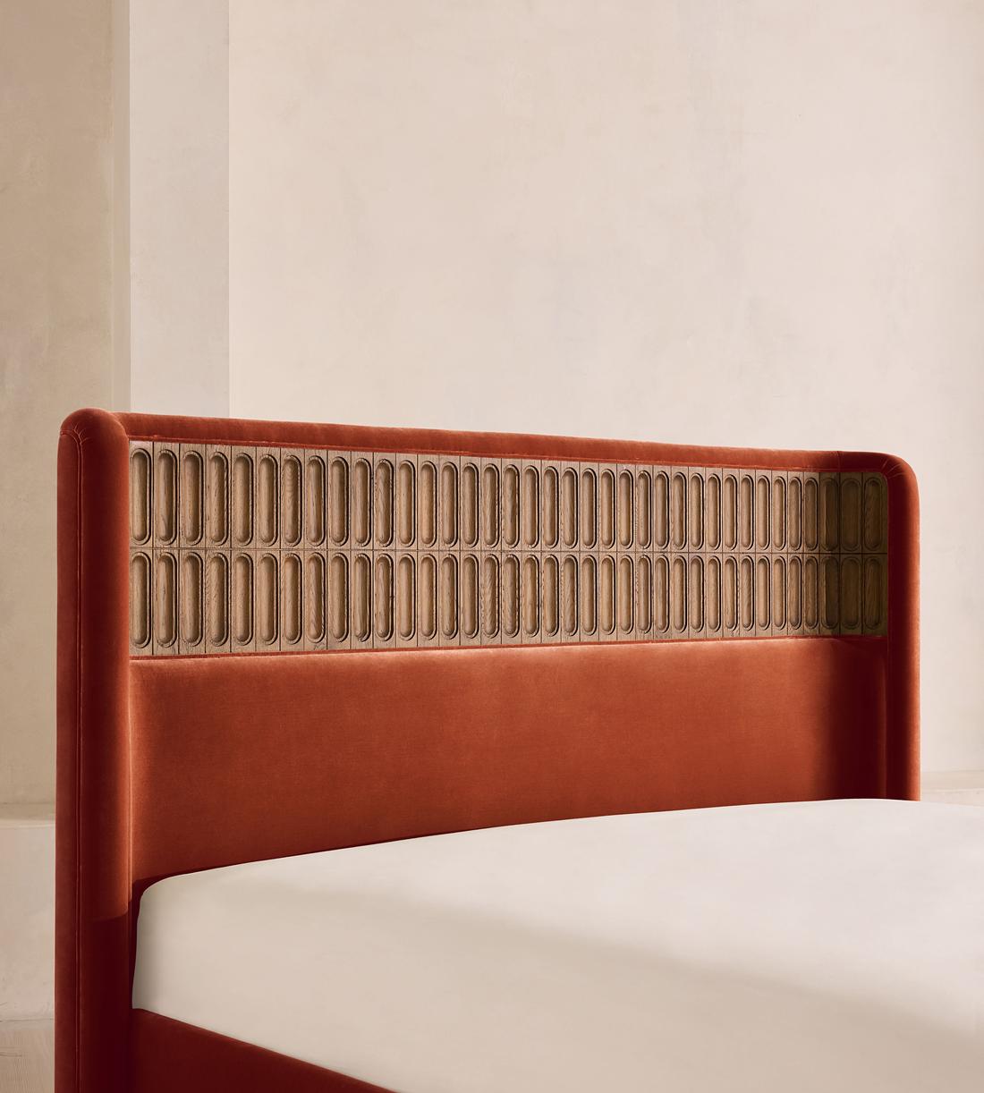 Devon Bed - Queen - Velvet - Rust - US - Images - Image 4