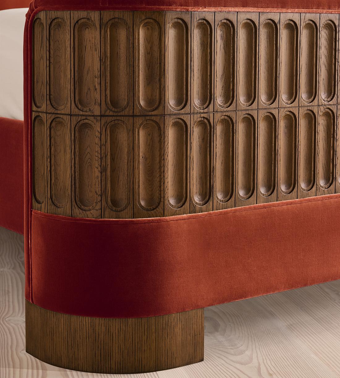 Devon Bed - Queen - Velvet - Rust - US - Images - Image 5