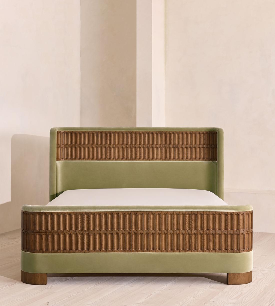 Devon Bed - Queen - Velvet - Lichen - US - Listing - Image 5