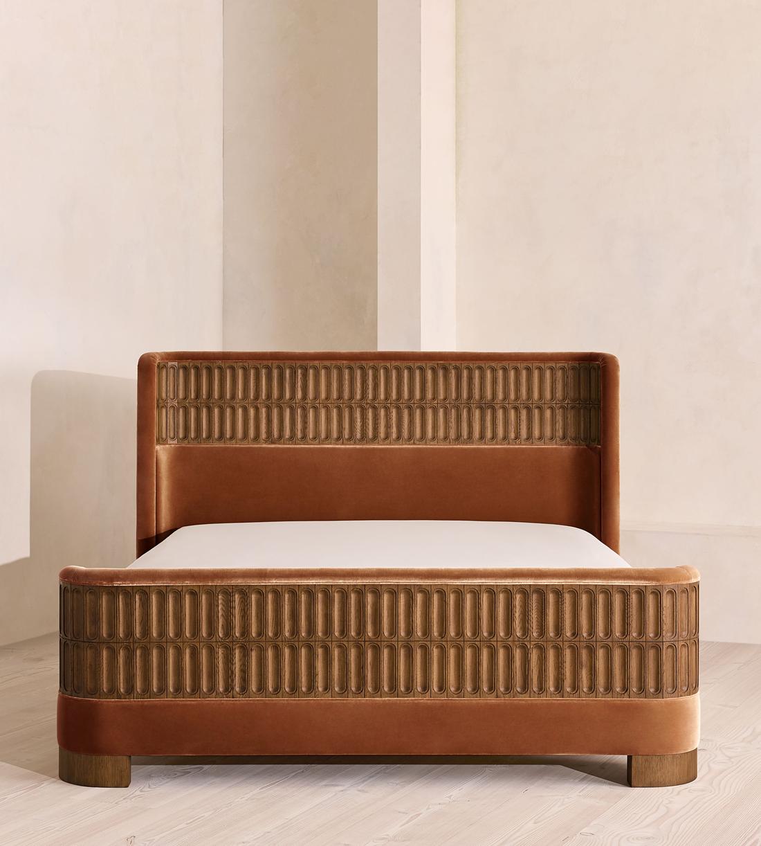Devon Bed - Queen - Velvet - Cinnamon - US - Listing - Image 2