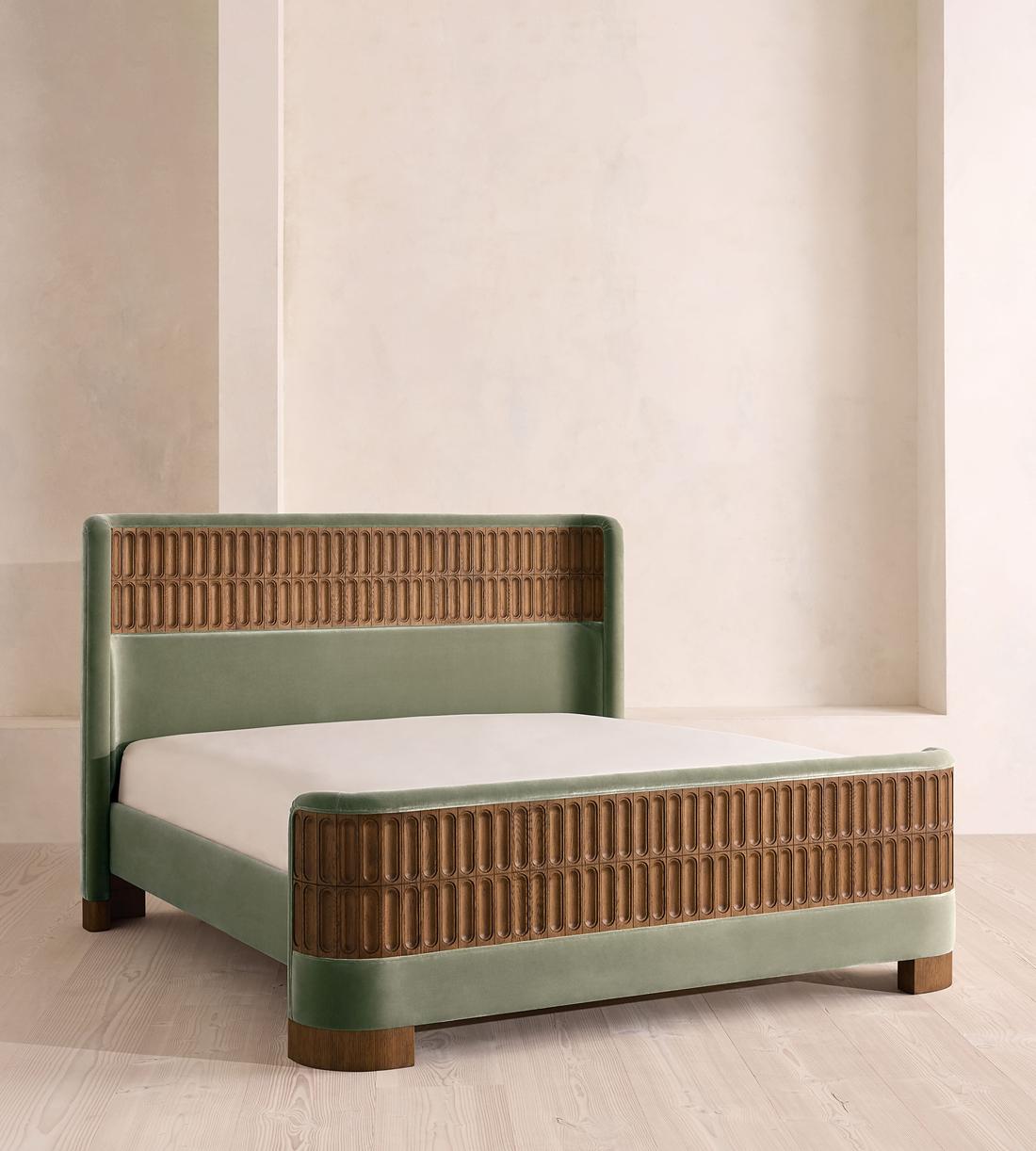 Devon Bed - Queen - Velvet - Seafoam - US - Listing - Image 1