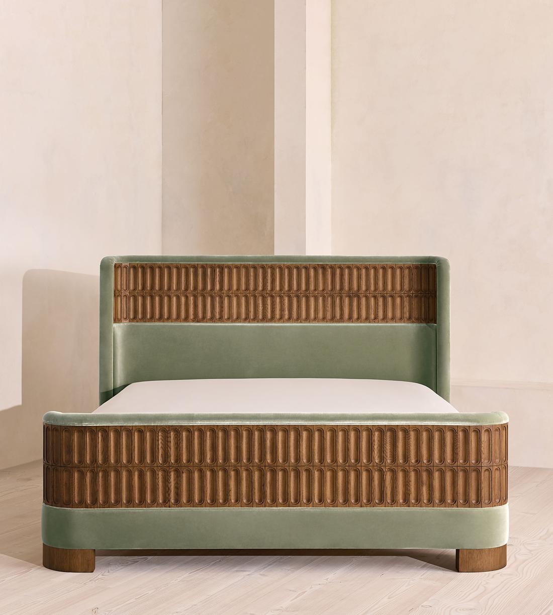 Devon Bed - Queen - Velvet - Seafoam - US - Listing - Image 2