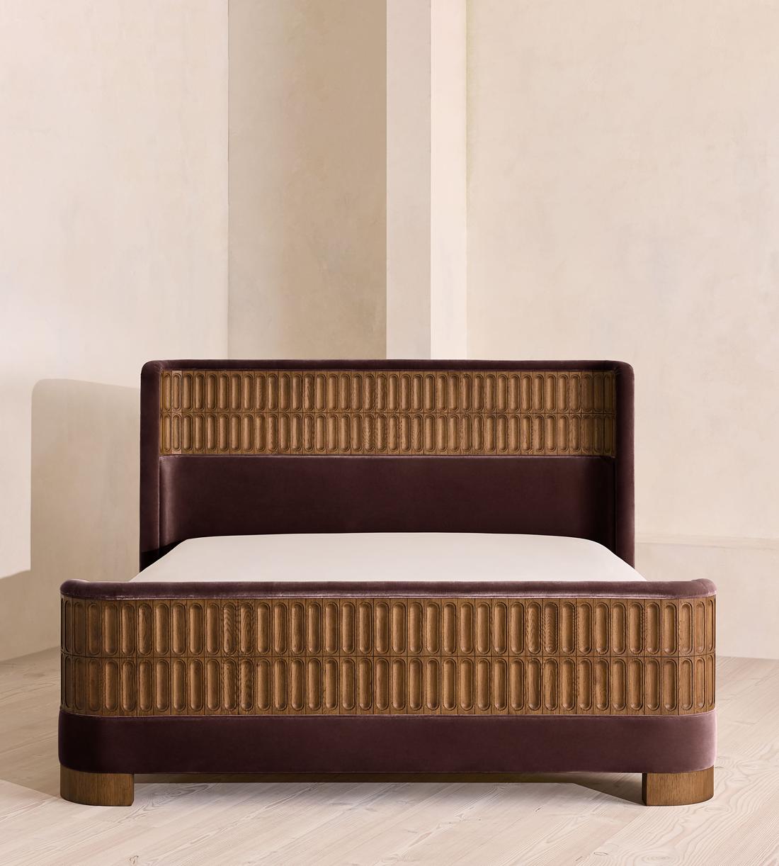 Devon Bed - Queen - Velvet - Aubergine - US - Listing - Image 2