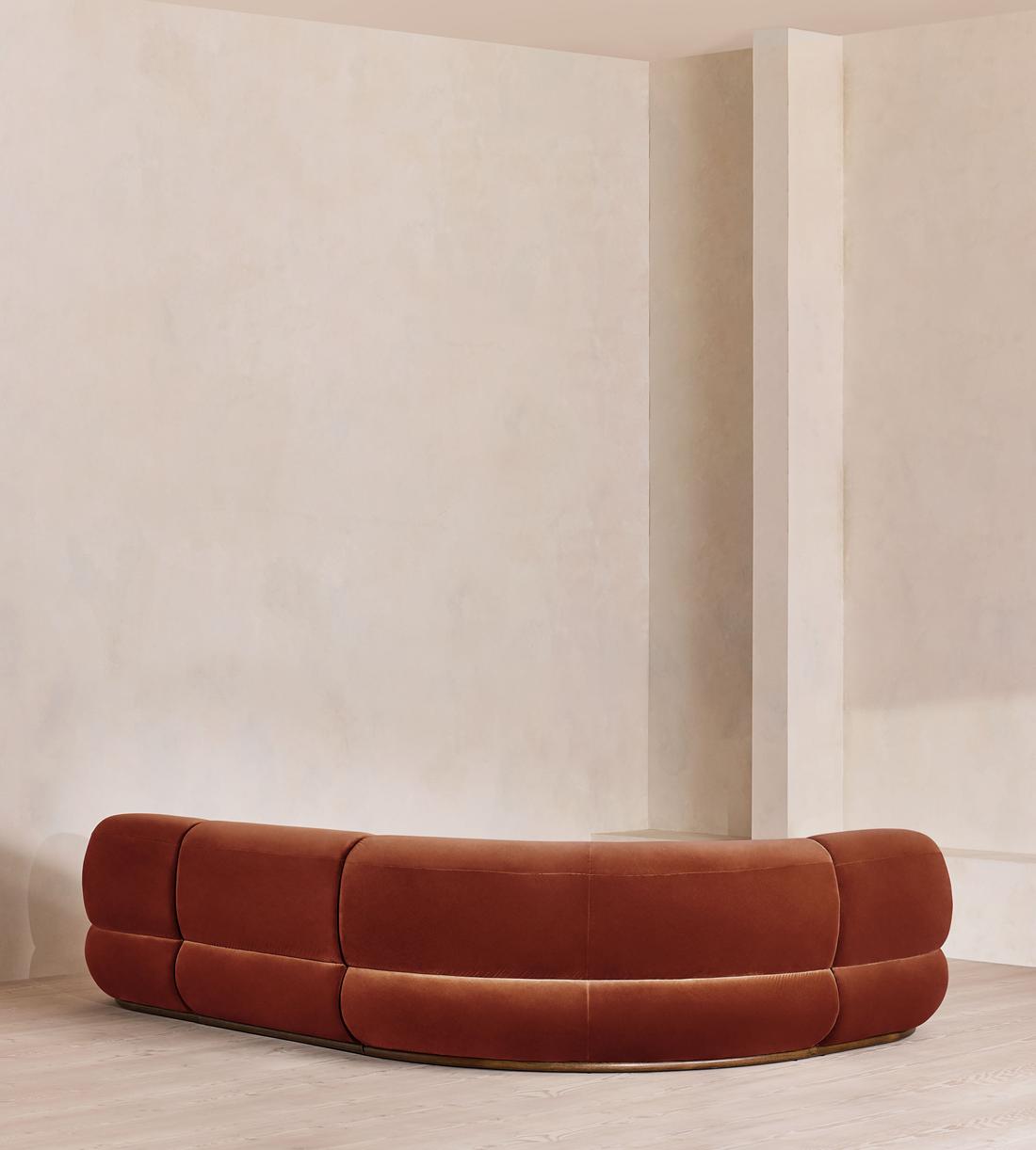 Edison Sectional Sofa - L-Shape Sofa - Velvet - Rust US - Images - Image 3