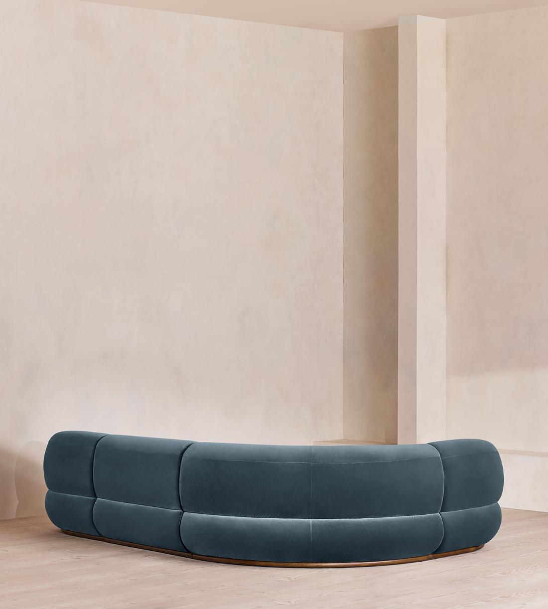 Edison Sectional Sofa - L-Shape Sofa - Velvet - Grey Blue US - Images - Image 3