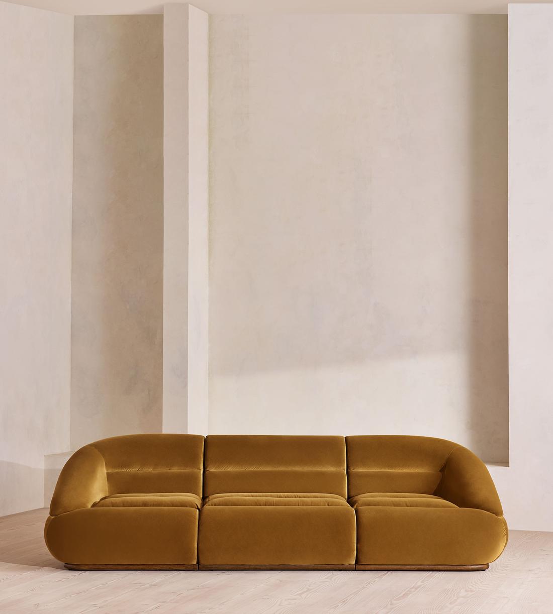 Edison Sectional Sofa - Four Seater - Velvet - Mustard US - Listing - Image 1