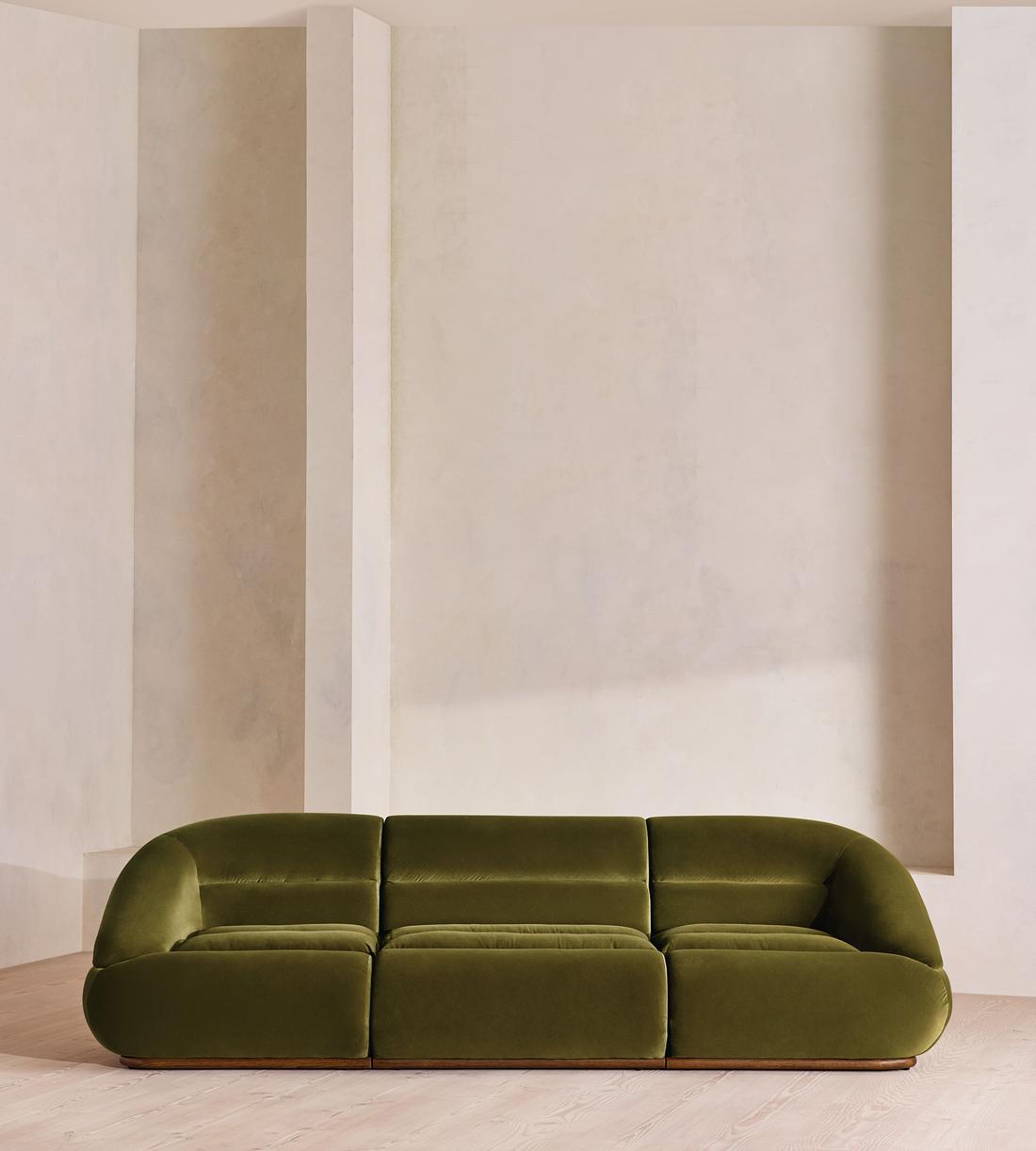Edison Sectional Sofa - Four Seater - Velvet - Olive US - Listing - Image 1