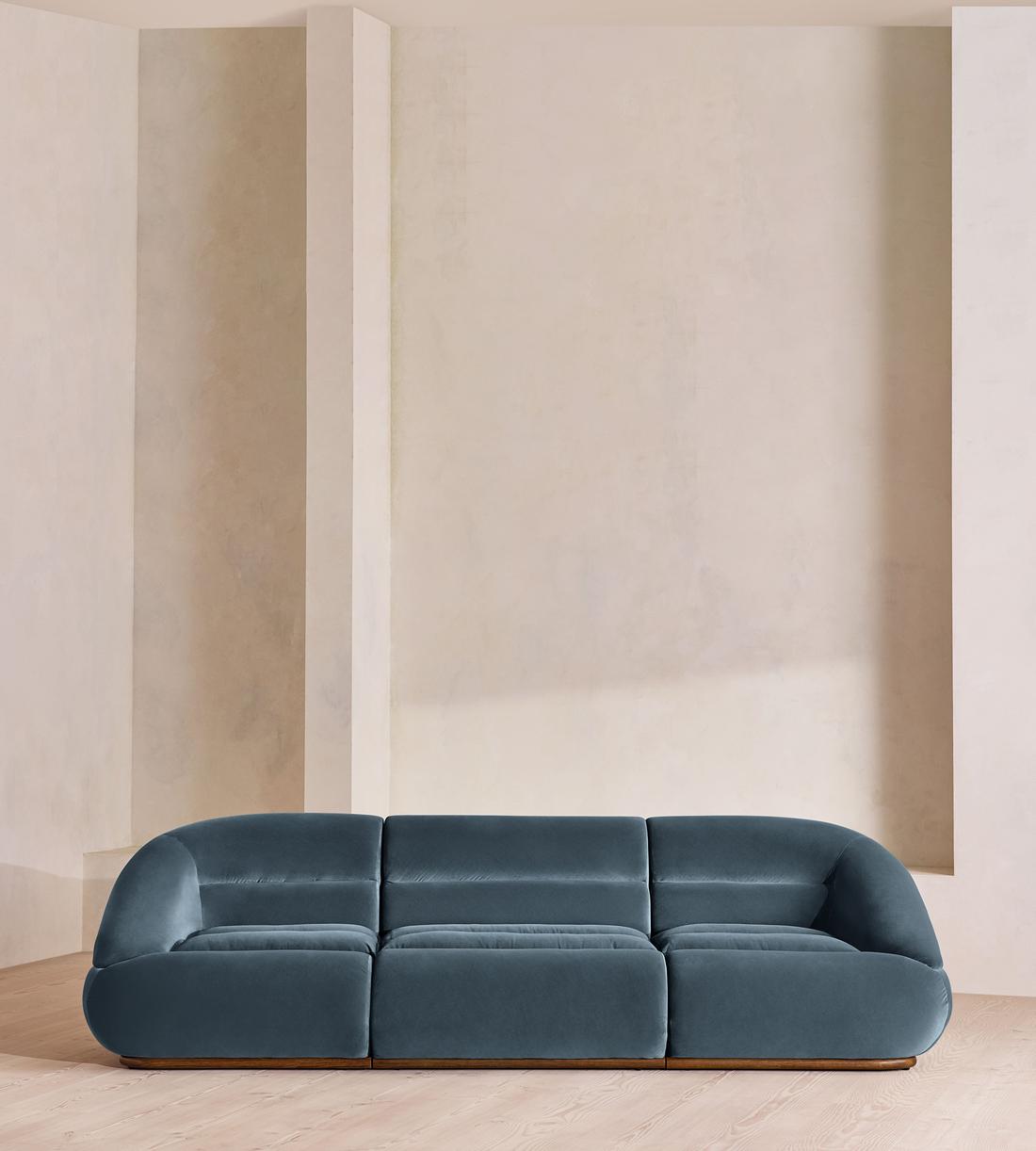 Edison Sectional Sofa - Four Seater - Velvet - Grey Blue US - Listing - Image 1