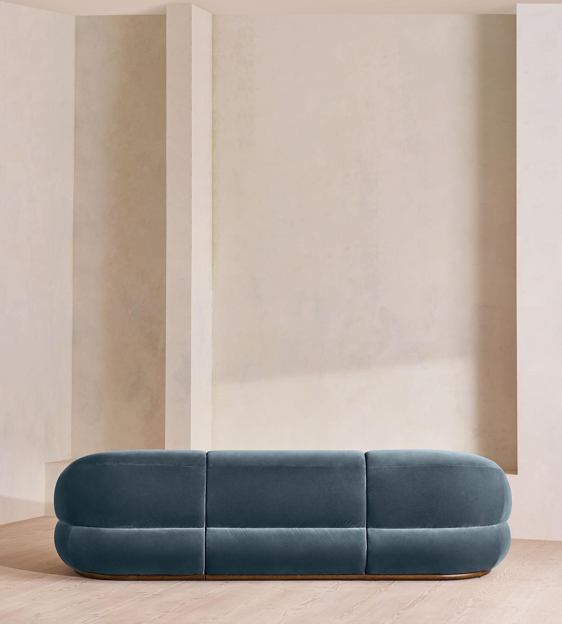 Edison Sectional Sofa - Four Seater - Velvet - Grey Blue US - Images - Image 4