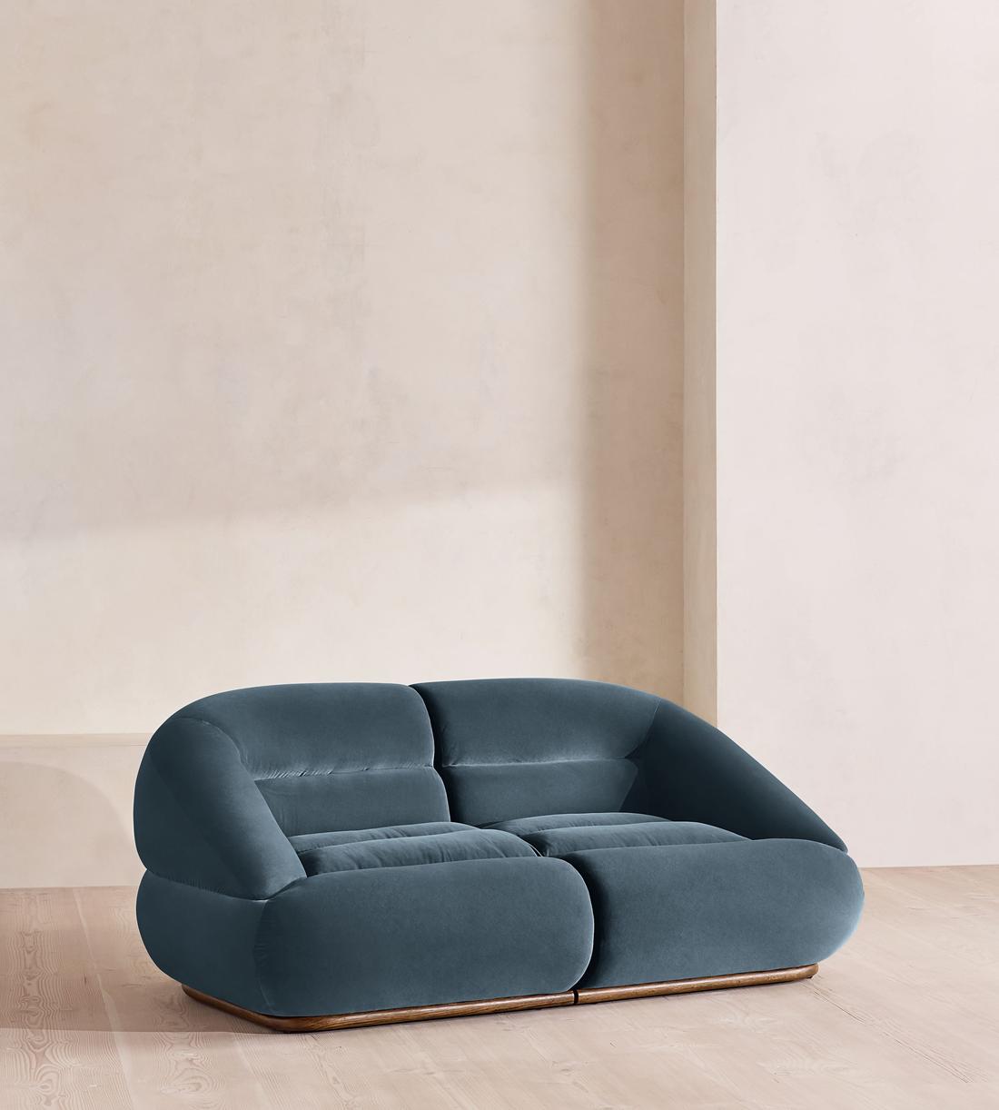 Edison Sectional Sofa - Three Seater - Velvet - Grey Blue US - Listing - Image 2