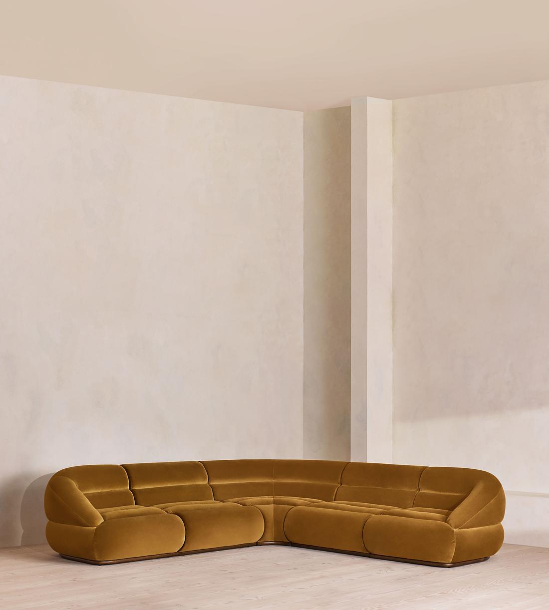 Edison Modular Sofa - Corner Sofa - Velvet - Mustard UK - Listing - Image 1