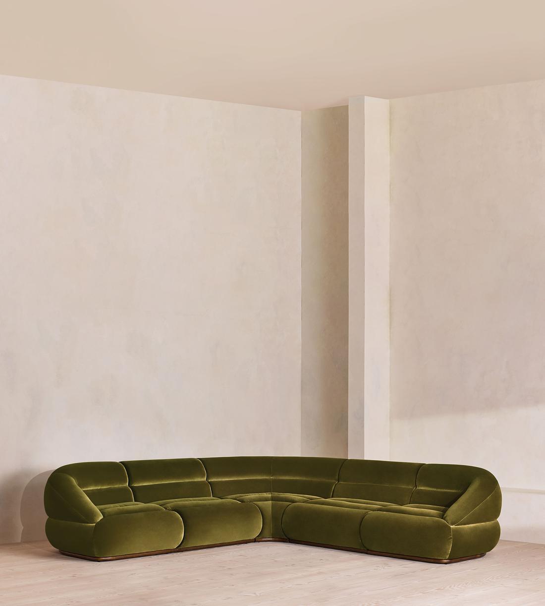 Edison Sectional Sofa - Corner Sofa - Velvet - Olive US - Listing - Image 1