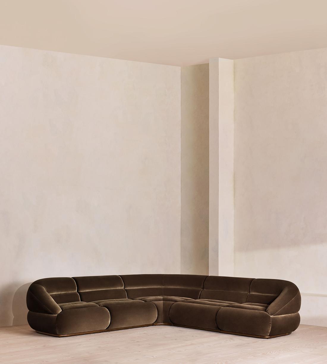 Edison Sectional Sofa - Corner Sofa - Velvet - Chocolate US - Listing - Image 1