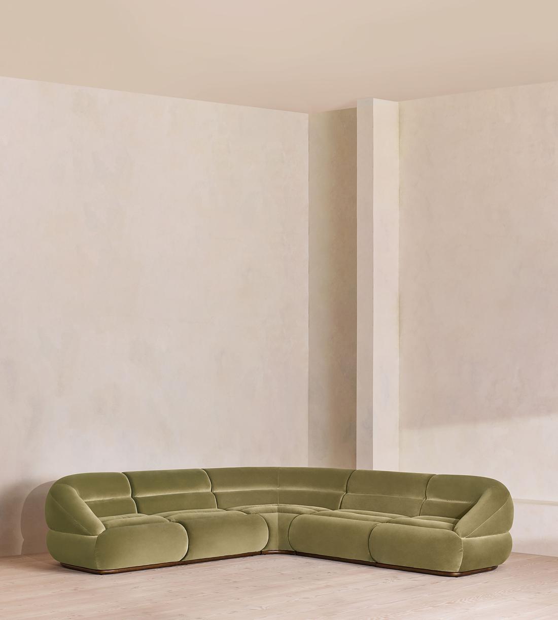 Edison Sectional Sofa - Corner Sofa - Velvet - Lichen US - Listing - Image 1