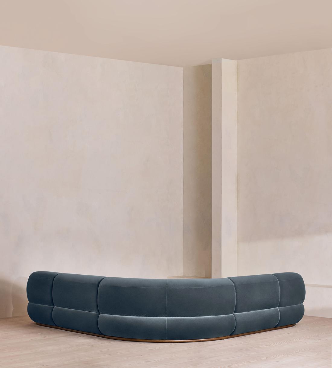 Edison Modular Sofa - Corner Sofa - Velvet - Grey Blue UK - Images - Image 3