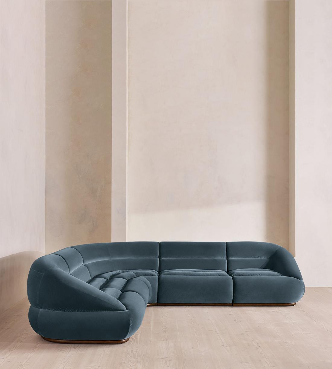 Edison Sectional Sofa - Corner Sofa - Velvet - Grey Blue US - Listing - Image 2