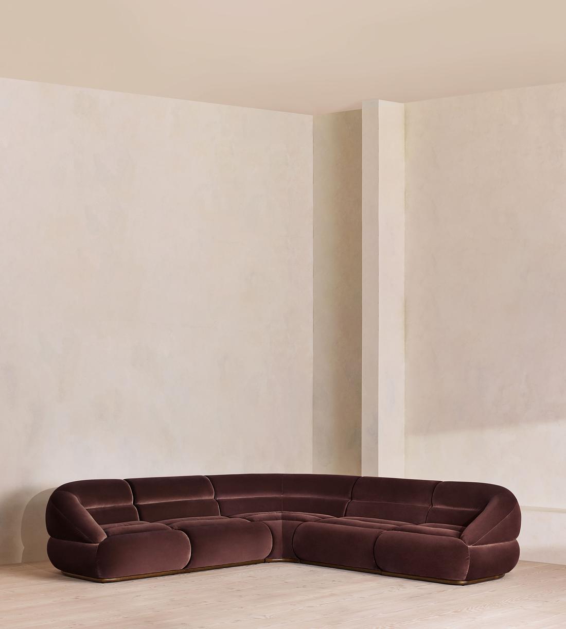 Edison Sectional Sofa - Corner Sofa - Velvet - Aubergine US - Listing - Image 1