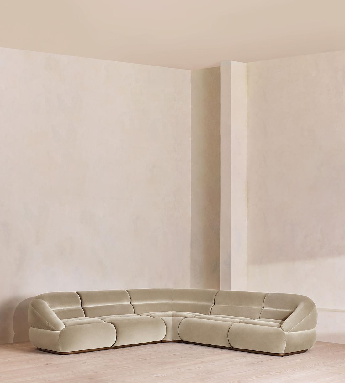 Edison Sectional Sofa - Corner Sofa - Velvet - Oyster US - Listing - Image 1