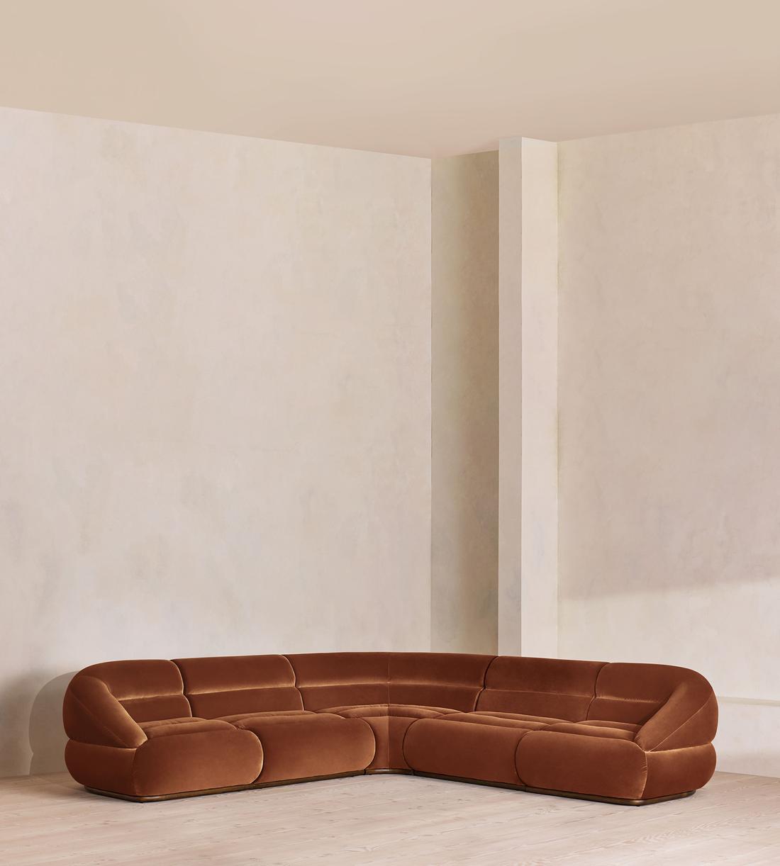 Edison Sectional Sofa - Corner Sofa - Velvet - Cinnamon US - Listing - Image 1