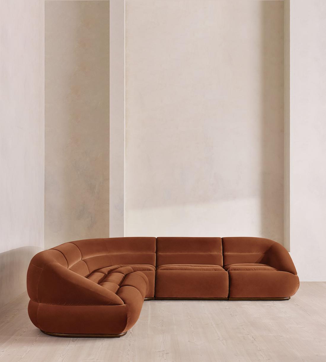 Edison Sectional Sofa - Corner Sofa - Velvet - Cinnamon US - Listing - Image 2