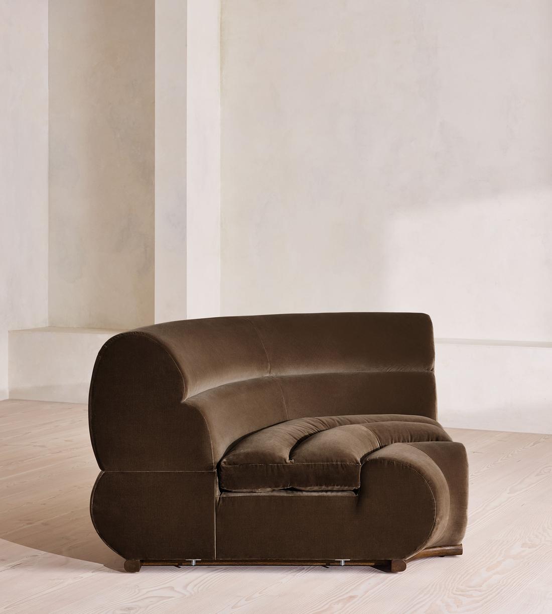 Edison Modular Sofa - Left Arm Module - Velvet - Chocolate - UK - Image 7