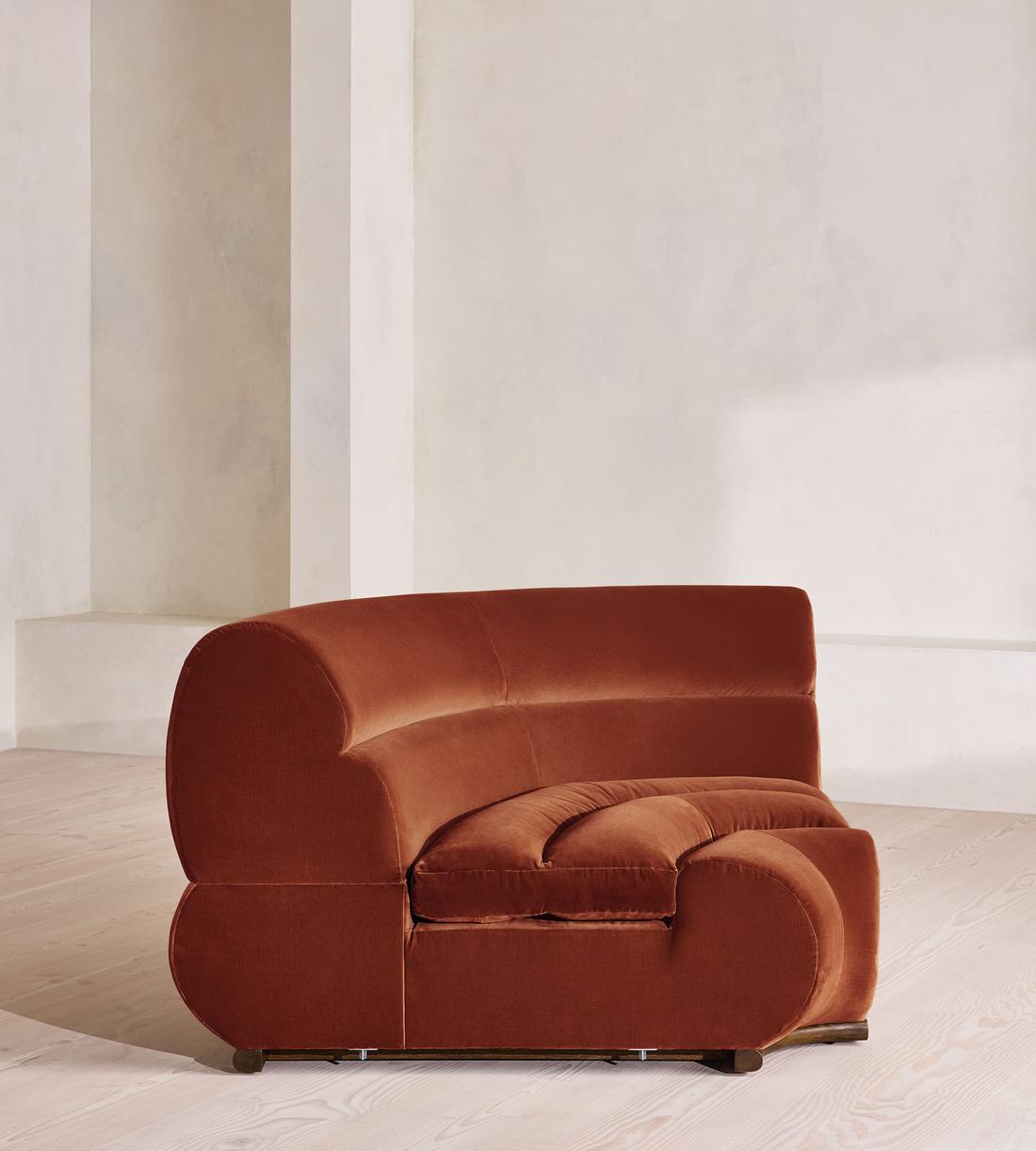 Edison Modular Sofa - Left Arm Module - Velvet - Rust - UK - Image 7