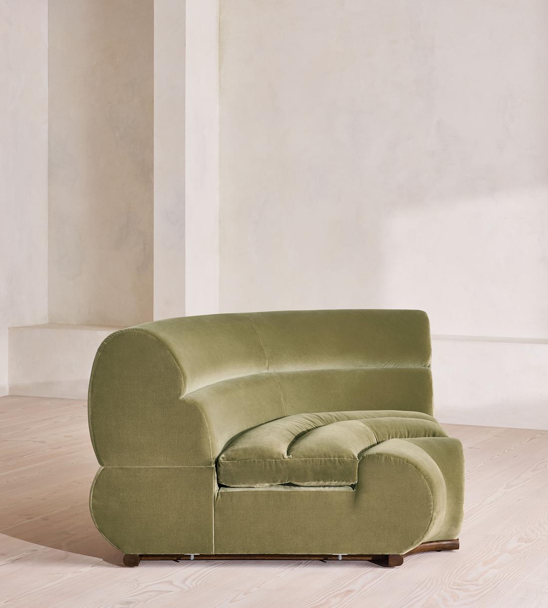Edison Sectional Sofa - Corner Module - Velvet - Lichen - US - Image 8