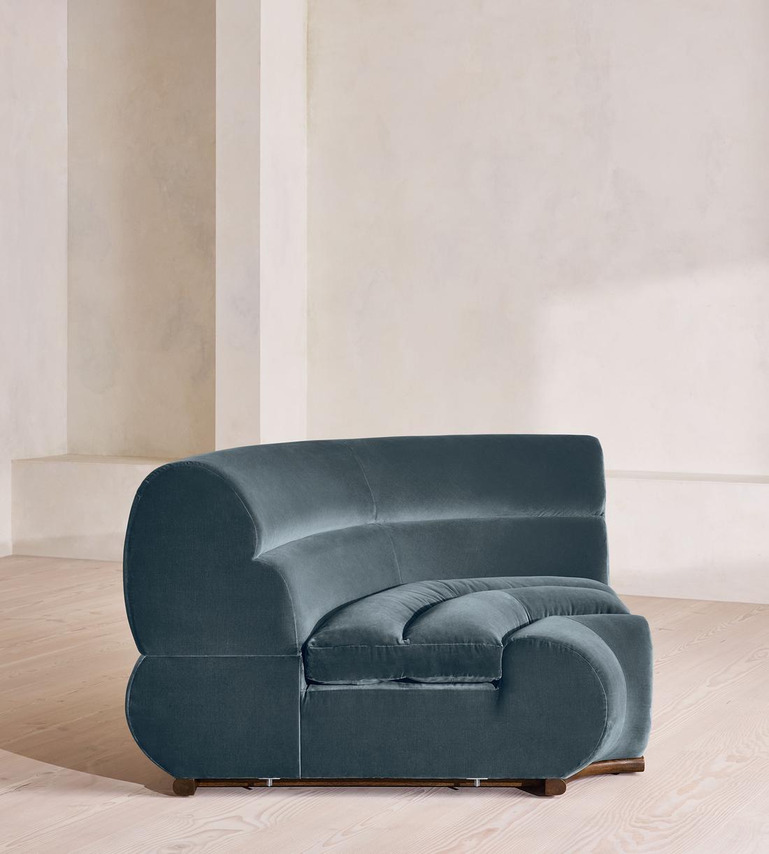 Edison Sectional Sofa - Corner Module - Velvet - Grey Blue - US - Image 8