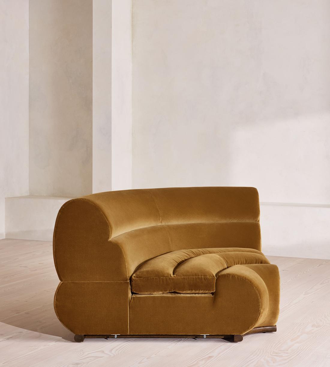 Edison Sectional Sofa - Left Arm Module - Velvet - Mustard - US - Image 7