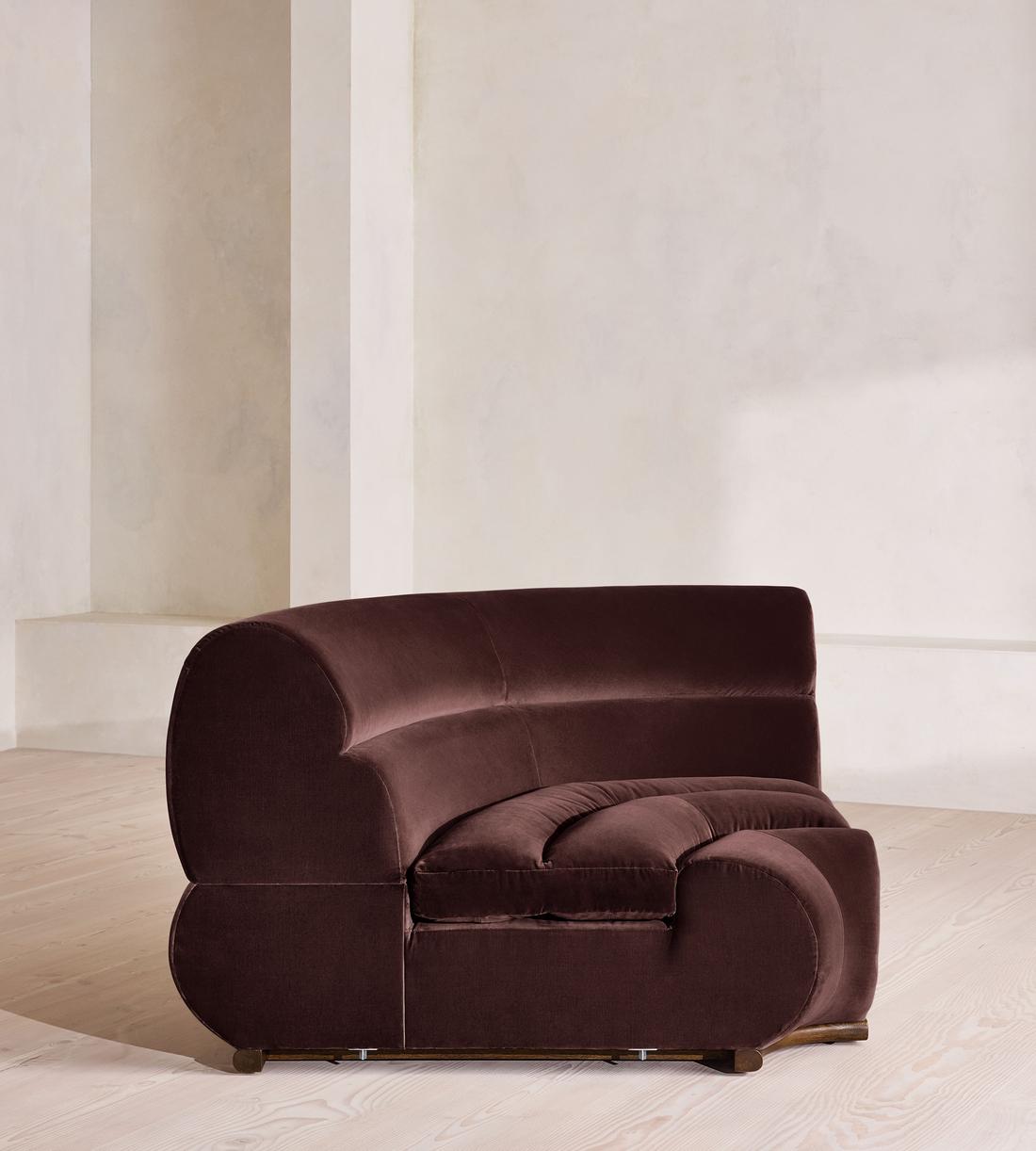 Edison Sectional Sofa - Corner Module - Velvet - Aubergine - US - Image 8