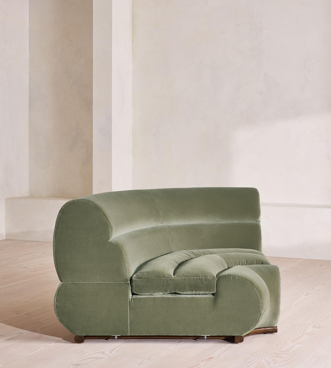 Edison Sectional Sofa - Left Arm Module - Velvet - Seafoam - US - Image 8