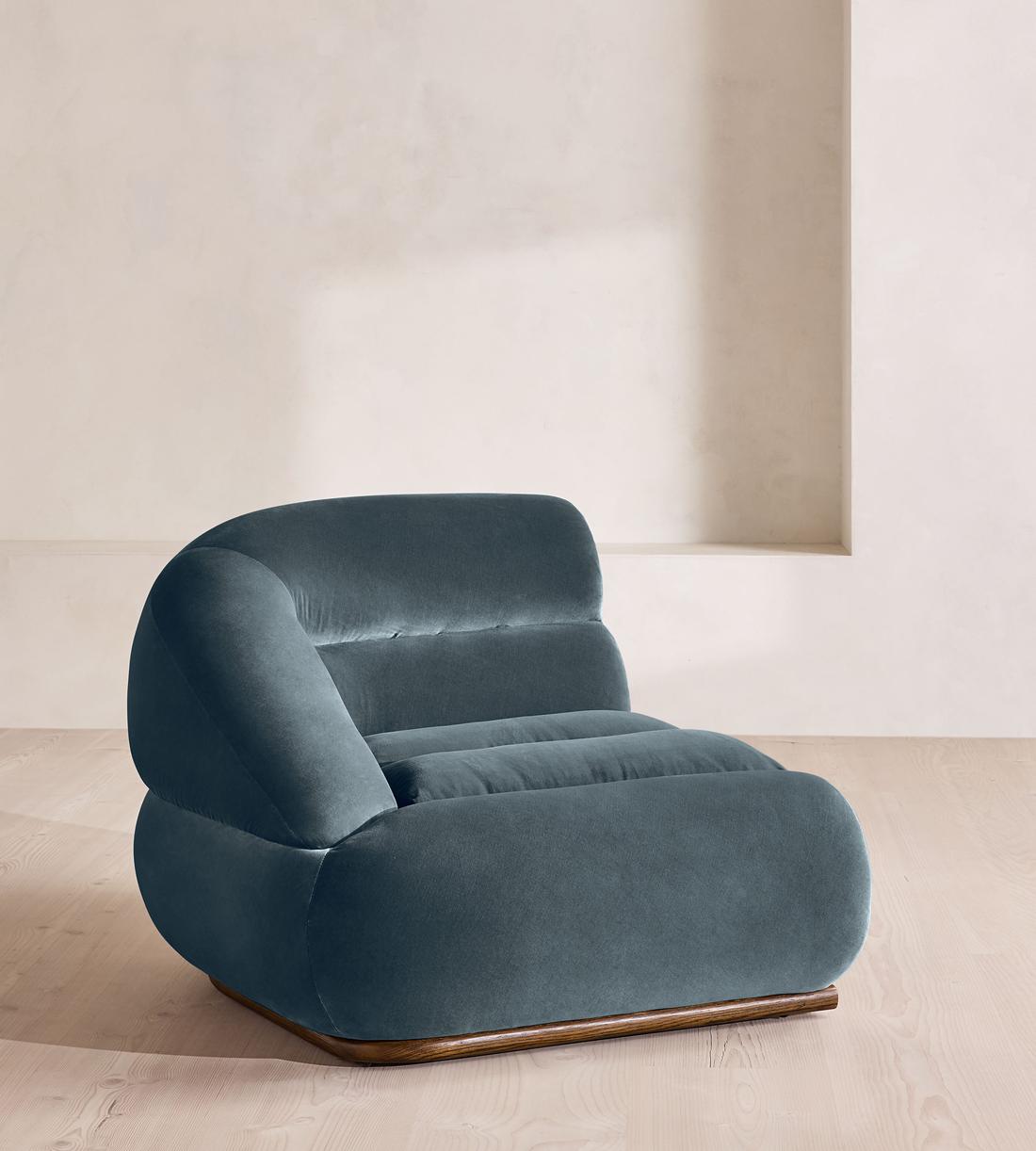 Edison Modular Sofa - Corner Module - Velvet - Grey Blue - UK - Image 2