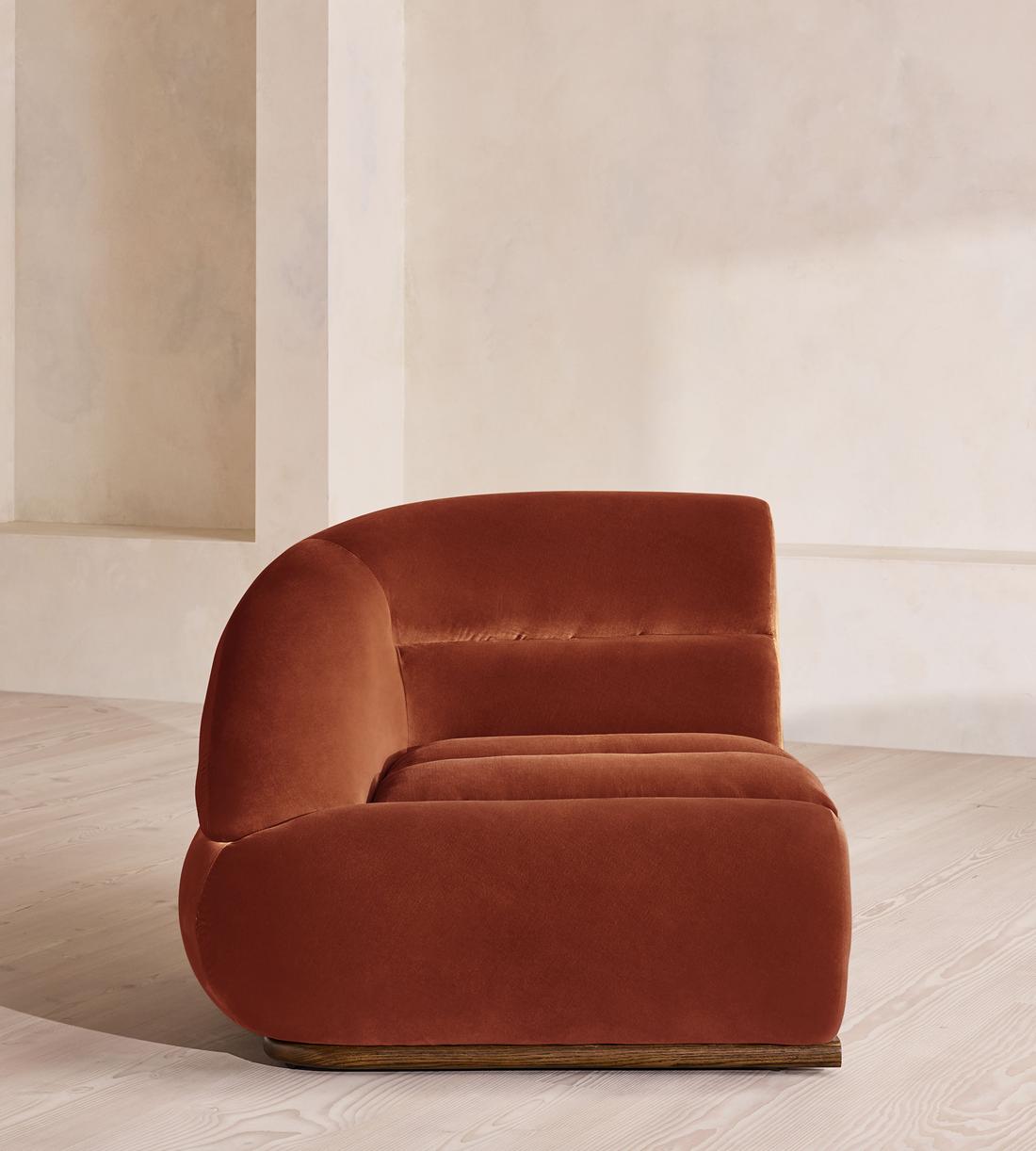 Edison Modular Sofa - Left Arm Module - Velvet - Rust - UK - Image 1