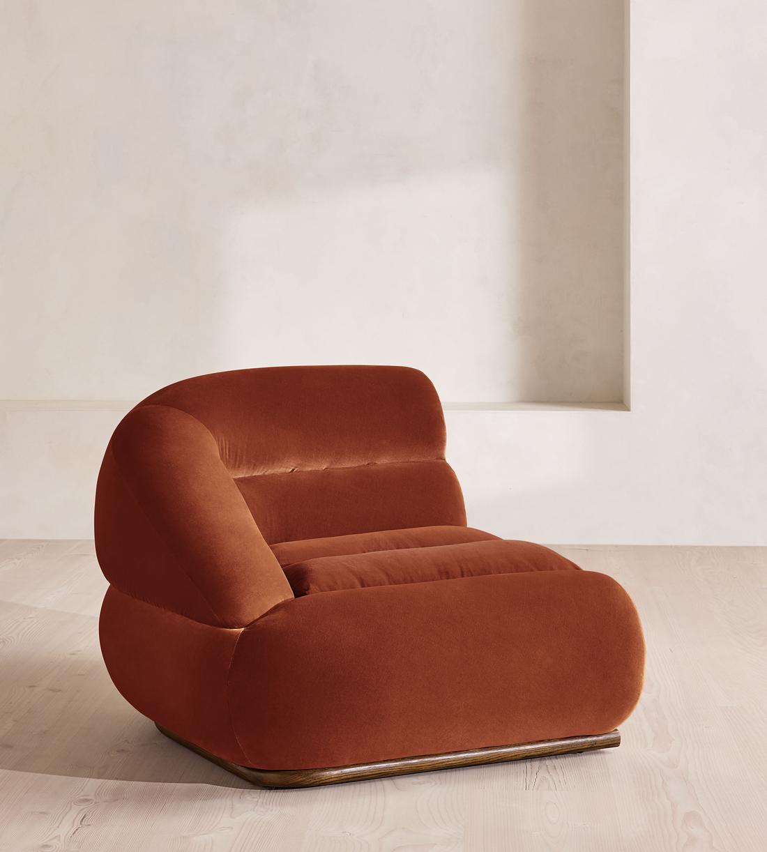 Edison Modular Sofa - Left Arm Module - Velvet - Rust - UK - Image 2