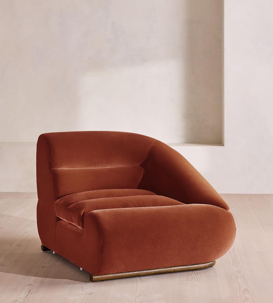 Edison Sectional Sofa - Left Arm Module - Velvet - Rust - US - Image 2