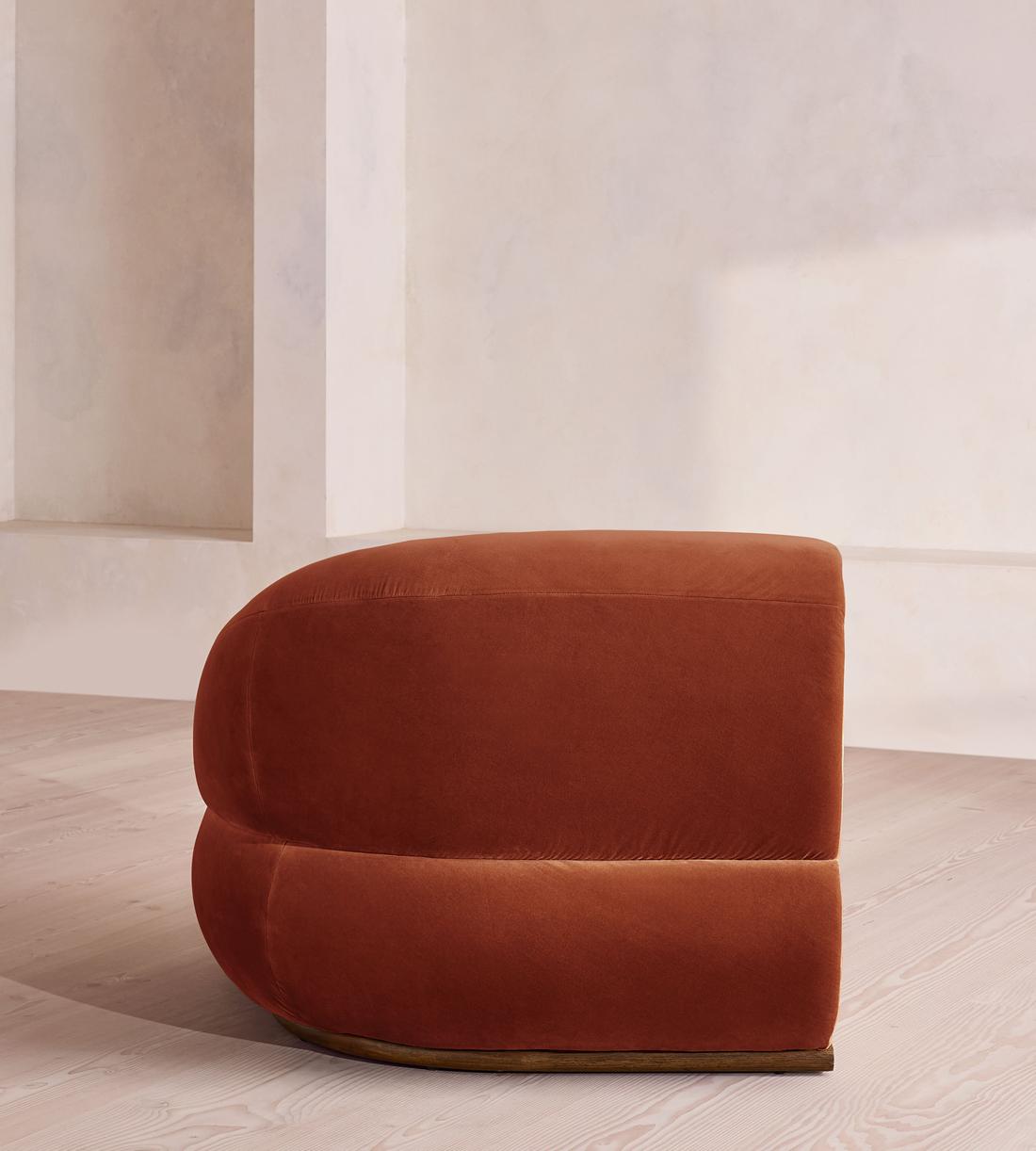 Edison Sectional Sofa - Left Arm Module - Velvet - Rust - US - Image 4