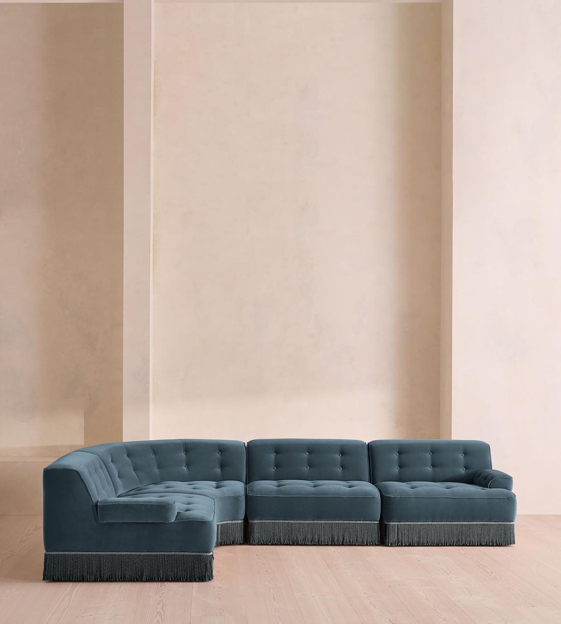 Elowen Sectional Sofa - L-Shape Sofa - Velvet - Grey Blue US - Listing - Image 2