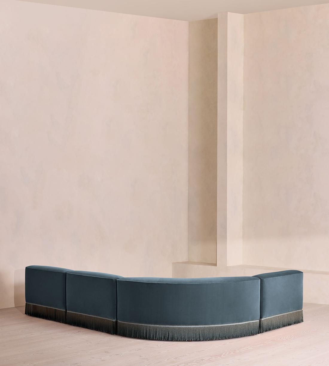 Elowen Sectional Sofa - L-Shape Sofa - Velvet - Grey Blue US - Images - Image 3