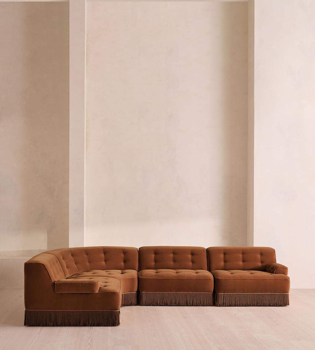 Elowen Sectional Sofa - L-Shape Sofa - Velvet - Cinnamon - US - Listing - Image 2