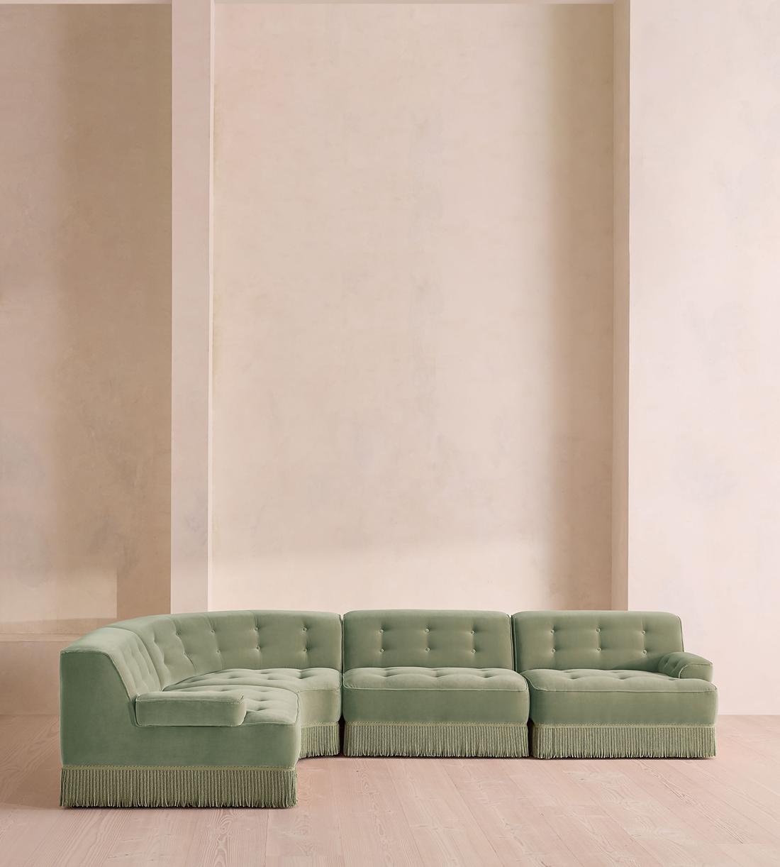 Elowen Sectional Sofa - L-Shape Sofa - Velvet - Seafoam - US - Listing - Image 2