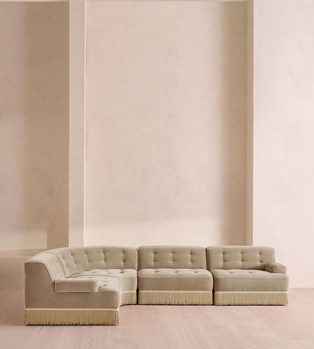 Elowen Sectional Sofa - L-Shape Sofa - Velvet - Oyster - US - Listing - Image 2